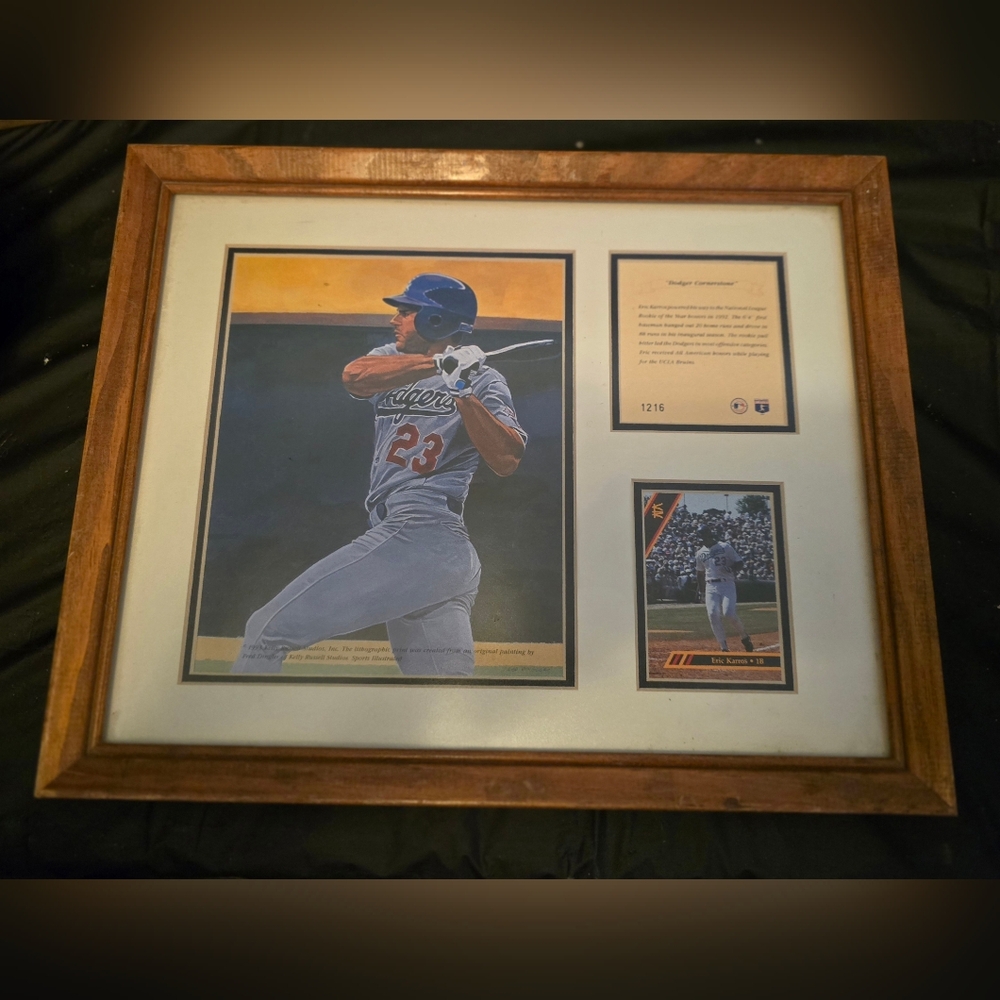 MLB Los Angeles Dodgers Eric Karros (#23, 1B) Lithograph Art Print Framed